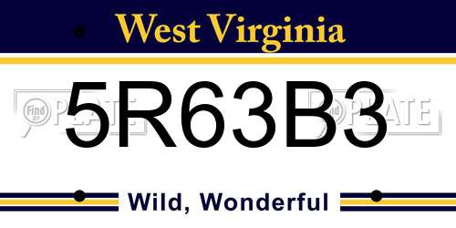5R63B3 West Virginia License Plate