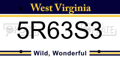5R63S3 West Virginia License Plate