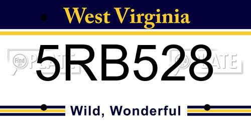 5RB528 West Virginia License Plate