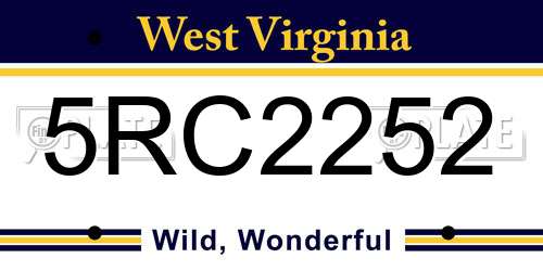 5RC2252 West Virginia License Plate