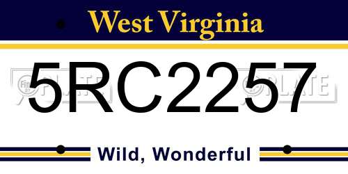 5RC2257 West Virginia License Plate