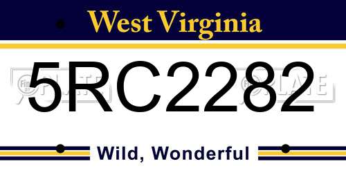 5RC2282 West Virginia License Plate