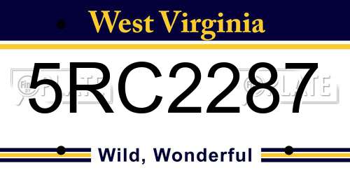 5RC2287 West Virginia License Plate