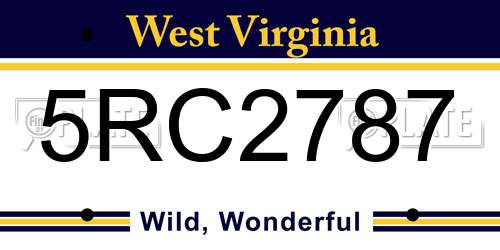 5RC2787 West Virginia License Plate
