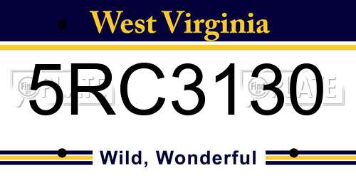 5RC3130 West Virginia License Plate