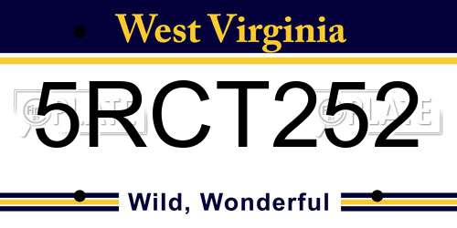 5RCT252 West Virginia License Plate