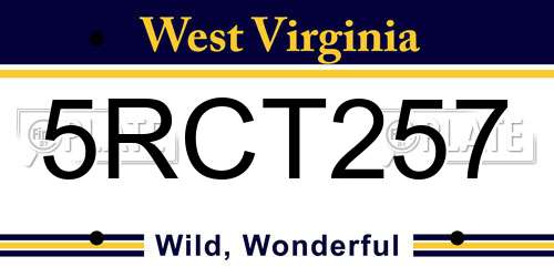 5RCT257 West Virginia License Plate