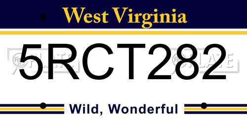 5RCT282 West Virginia License Plate