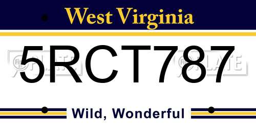 5RCT787 West Virginia License Plate