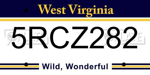 5RCZ282 West Virginia License Plate
