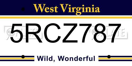 5RCZ787 West Virginia License Plate