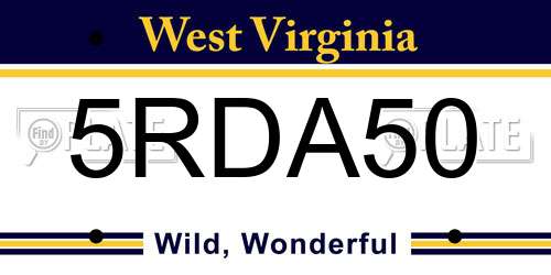 5RDA50 West Virginia License Plate