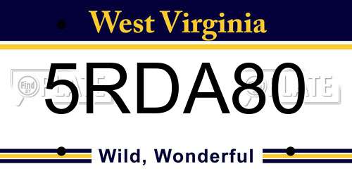5RDA80 West Virginia License Plate