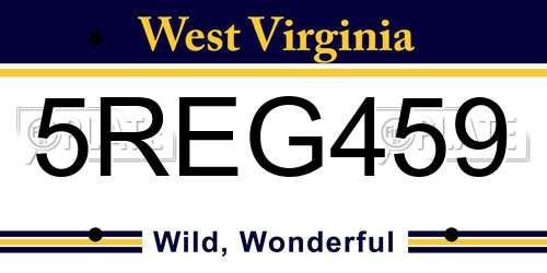 5REG459 West Virginia License Plate