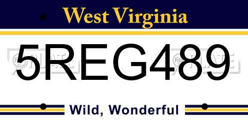 5REG489 West Virginia License Plate