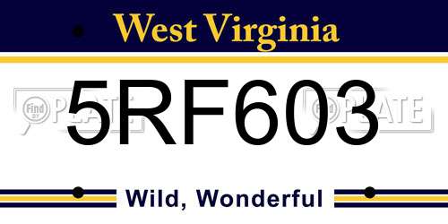 5RF603 West Virginia License Plate