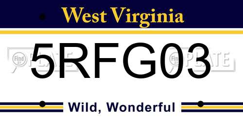 5RFG03 West Virginia License Plate
