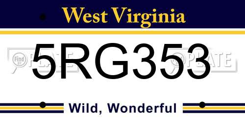5RG353 West Virginia License Plate