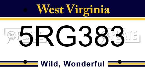 5RG383 West Virginia License Plate