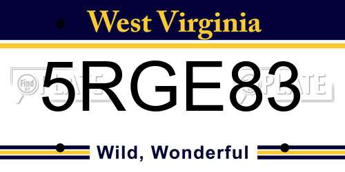 5RGE83 West Virginia License Plate