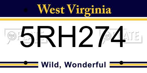 5RH274 West Virginia License Plate