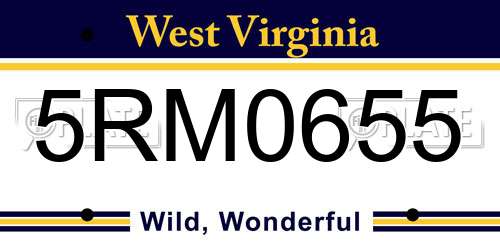 5RM0655 West Virginia License Plate