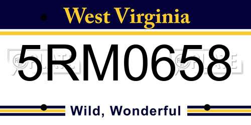 5RM0658 West Virginia License Plate