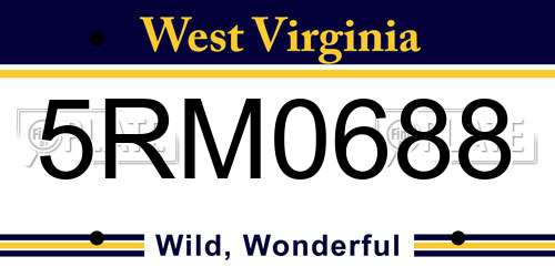 5RM0688 West Virginia License Plate
