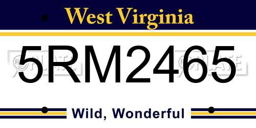 5RM2465 West Virginia License Plate