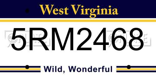 5RM2468 West Virginia License Plate