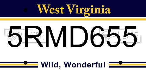 5RMD655 West Virginia License Plate