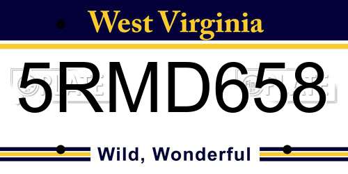 5RMD658 West Virginia License Plate