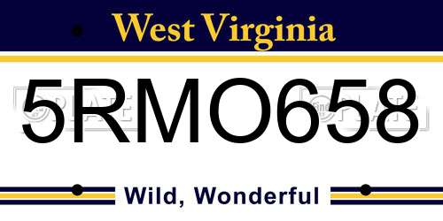 5RMO658 West Virginia License Plate