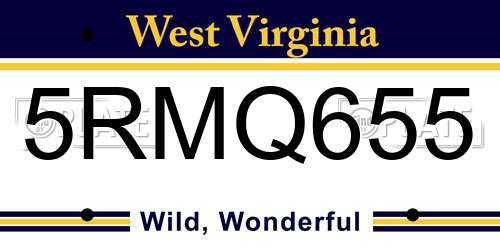 5RMQ655 West Virginia License Plate
