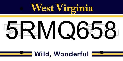 5RMQ658 West Virginia License Plate