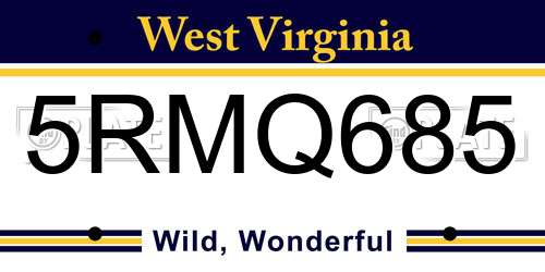 5RMQ685 West Virginia License Plate