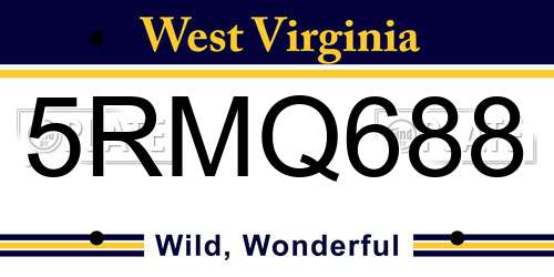 5RMQ688 West Virginia License Plate
