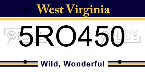 5RO450 West Virginia License Plate