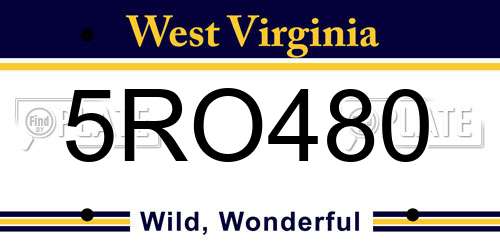 5RO480 West Virginia License Plate