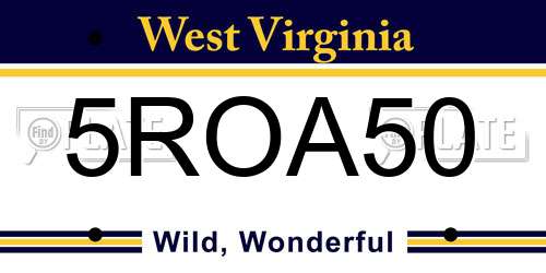 5ROA50 West Virginia License Plate