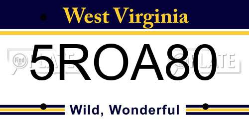 5ROA80 West Virginia License Plate