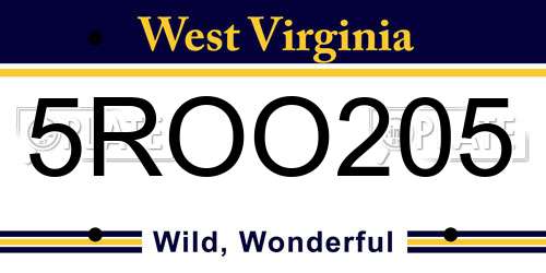 5ROO205 West Virginia License Plate