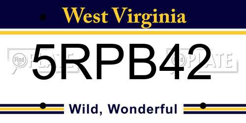 5RPB42 West Virginia License Plate