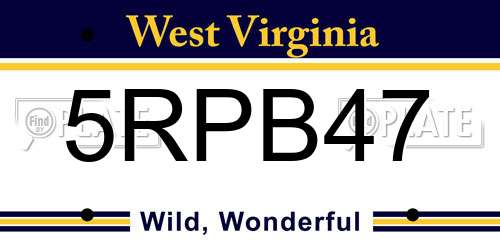 5RPB47 West Virginia License Plate