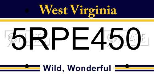 5RPE450 West Virginia License Plate