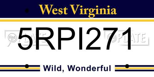 5RPI271 West Virginia License Plate