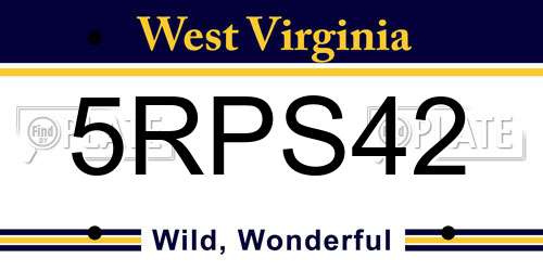 5RPS42 West Virginia License Plate