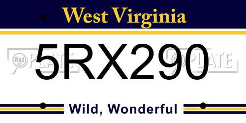 5RX290 West Virginia License Plate