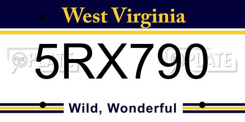 5RX790 West Virginia License Plate