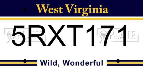 5RXT171 West Virginia License Plate